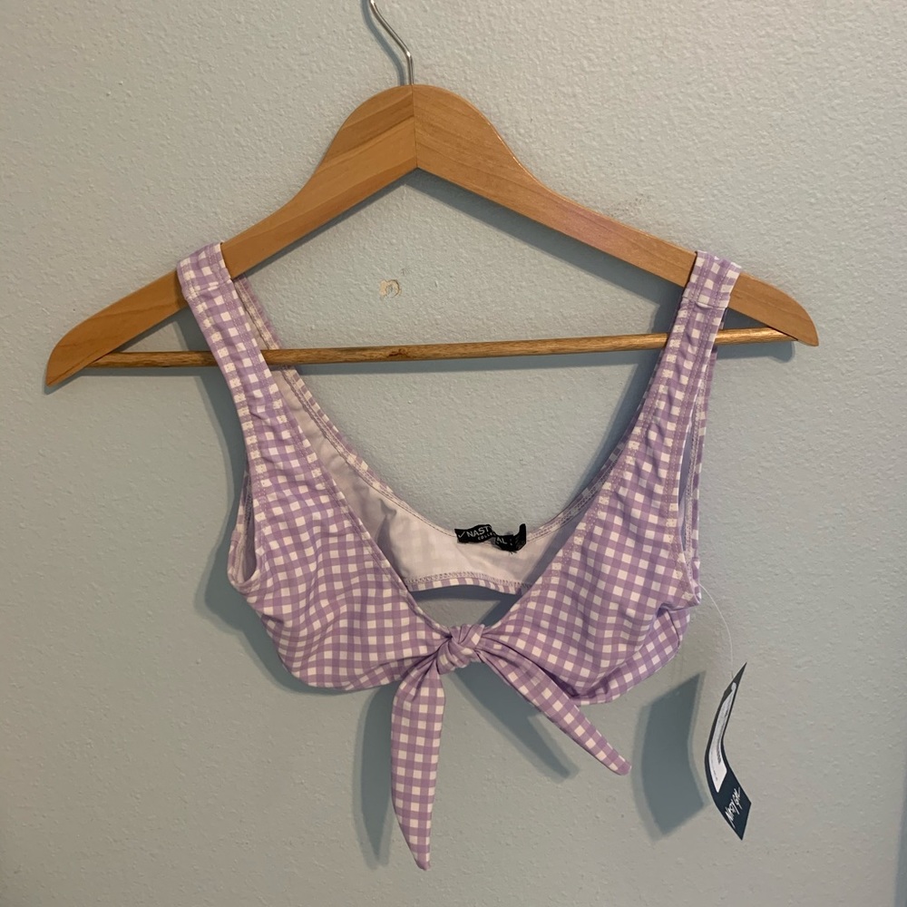 Nasty Gal Lilac Gingham bikini top